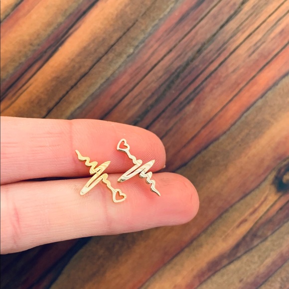 GOLD HEARTBEAT Stainless Steel Earrings With GIFT Bag - Picture 5 of 6